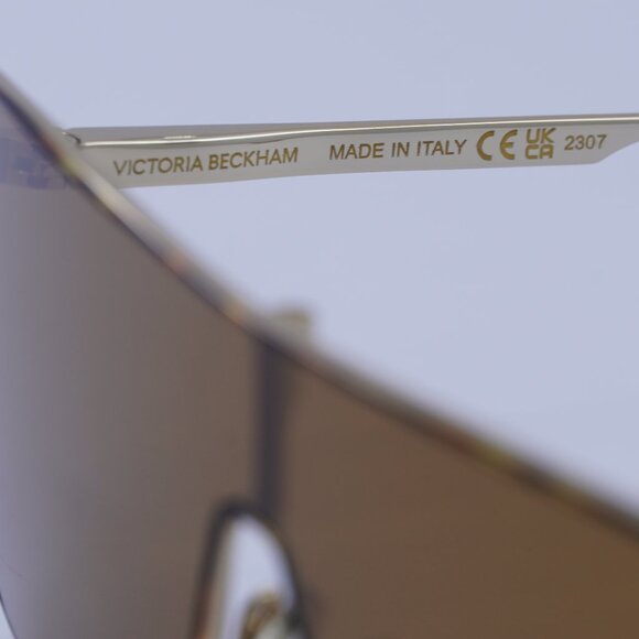 Victoria Beckham VB238S 723 Sunglasses Gold Shield Frame, Caramel Lenses - Picture 7 of 10